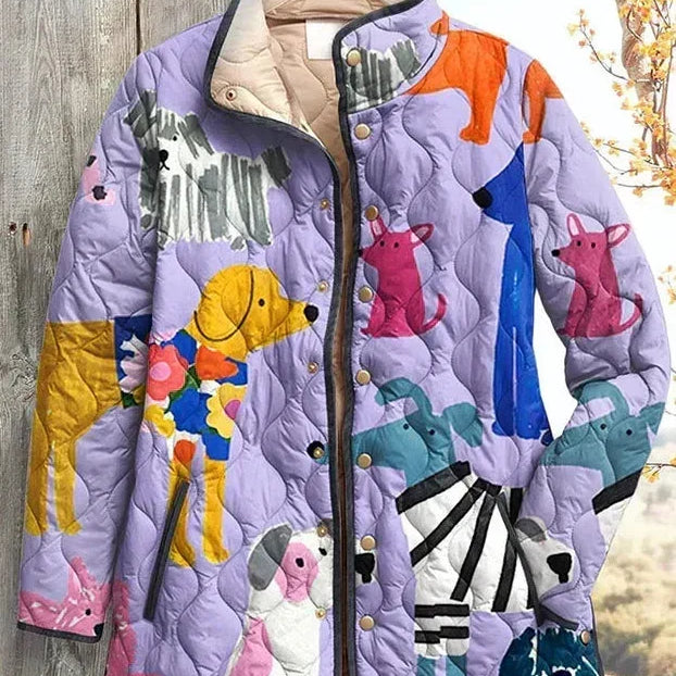 Ursel™ | Steppjacke mit Hunden in Flieder