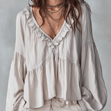 Airy Vintage-Inspired Ruffle Bohemian Blouse