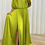 ARABELLA | ELEGANT PLEATED MAXI DRESS