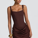 CORNELIA | PLUM BROWN MINI DRESS