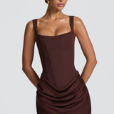 CORNELIA | PLUM BROWN MINI DRESS