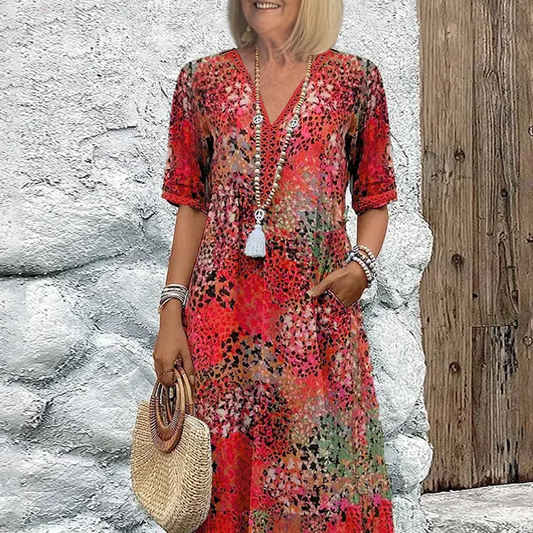 Aoibhín - V-Neck Lightweight Midi Dress
