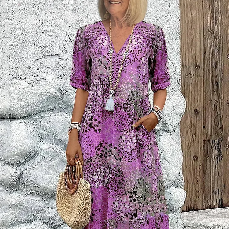 Aoibhín - V-Neck Lightweight Midi Dress