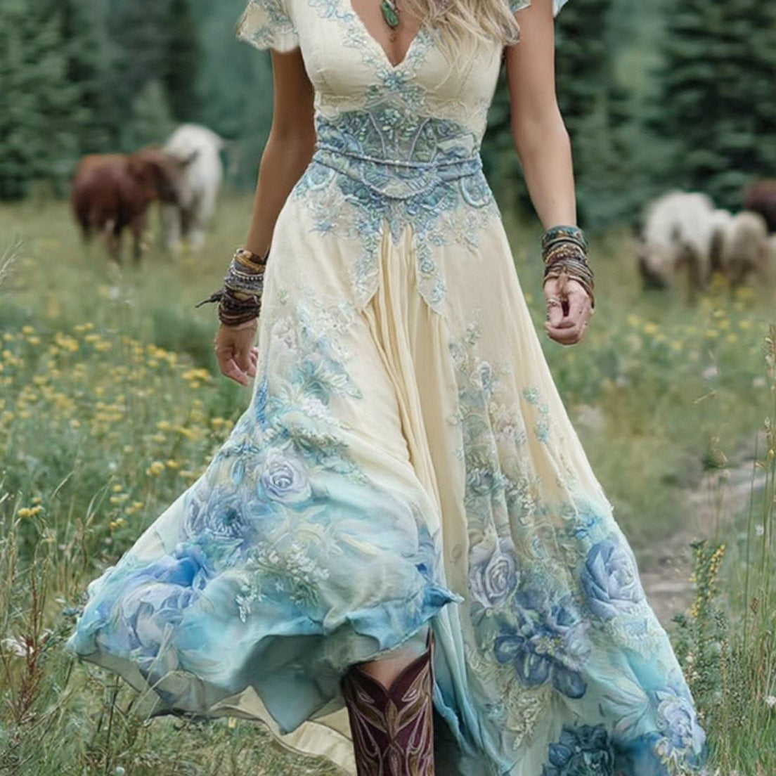 Doirinn - Elegant Floral Maxi Dress