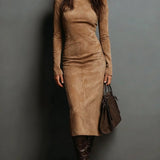 Lorène | Brown Midi Long Dress
