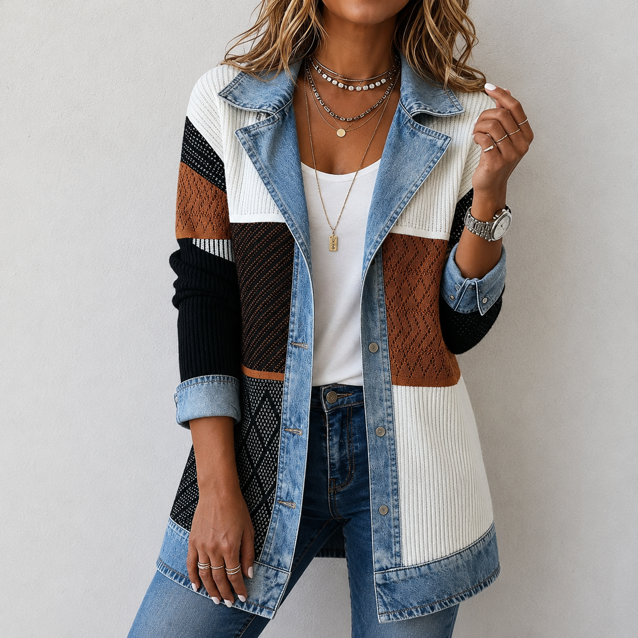 Yvonne | Jacke im Zweifarben-Look