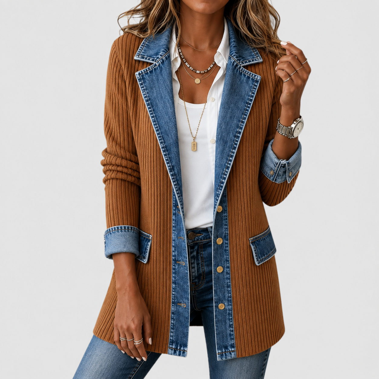 Yvonne | Jacke im Zweifarben-Look