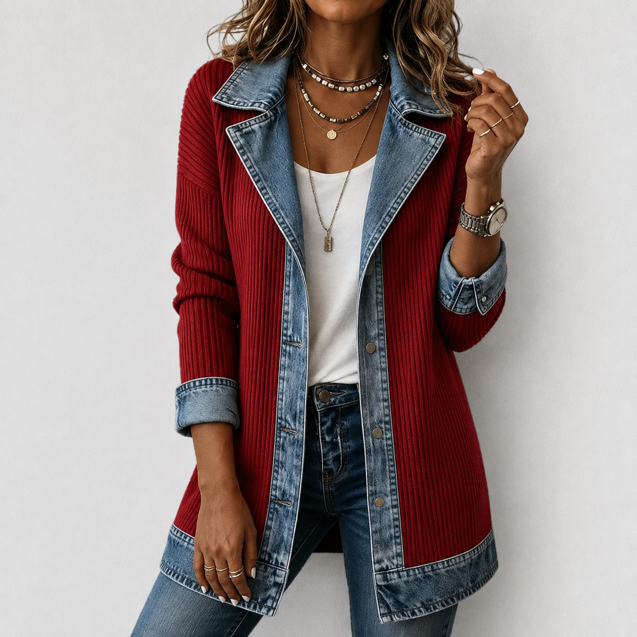 Yvonne | Jacke im Zweifarben-Look