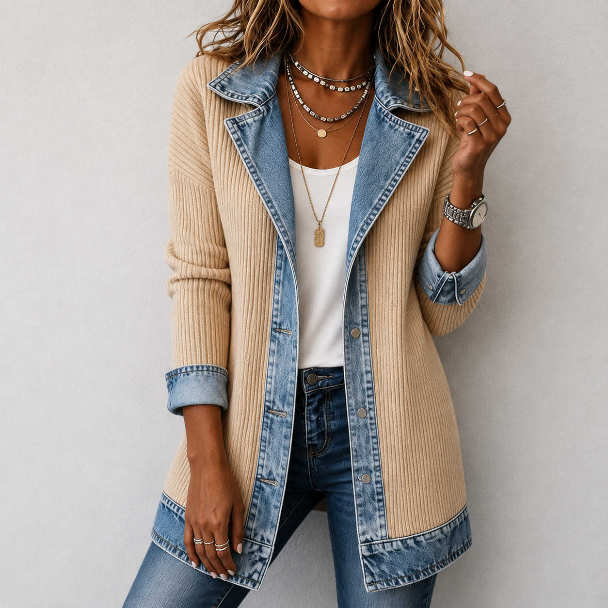 Yvonne | Jacke im Zweifarben-Look