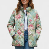 Gesa™ | Steppjacke mit großen Rosen in Salbei