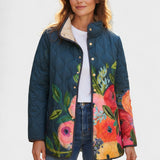 Wilma™ | Steppjacke mit Blüten auf Marine