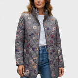Mechthild™ | Steppjacke mit Blütenmuster in Grau