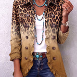 Cassandre | Leopard Gradient Blazer with Ruffles