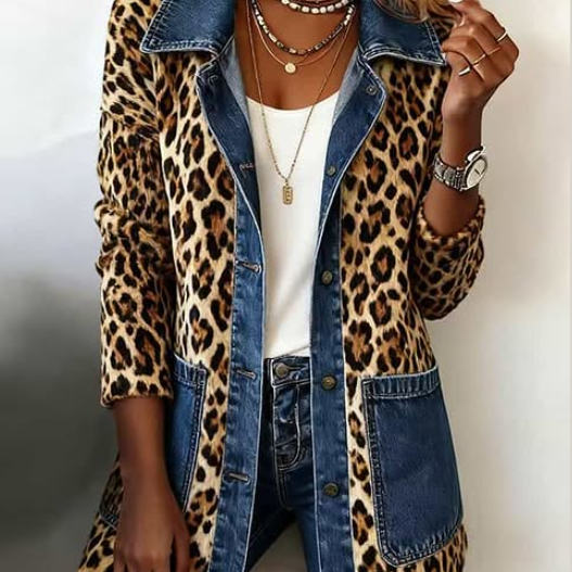 Regina™ | Long Jacket with Leopard-Print
