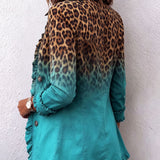 Cassandre | Leopard Gradient Blazer with Ruffles